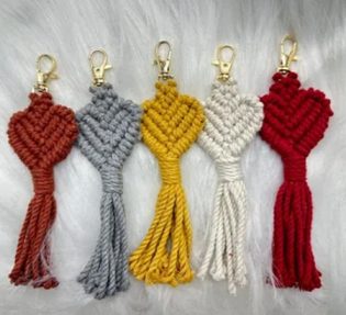 Macrame Heart Shape Keychain - Craft Closet